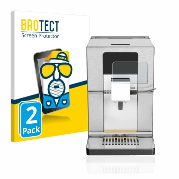 Front side of a product packaging with the brand logo BROTECT. Next to it is the device Krups Intuition Experience+ EA877D10 s