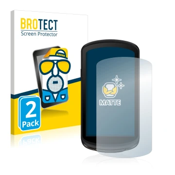 Front side of a product packaging with the brand logo BROTECT. Next to it is the device Garmin Edge 1040 Solar shown with the 