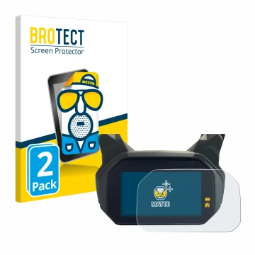 Front side of a product packaging with the brand logo BROTECT. Next to it is the device BMW C400 GT TFT shown with the corresp