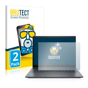 Front side of a product packaging with the brand logo BROTECT. Next to it is the device HP Elite Dragonfly G3 shown with the c