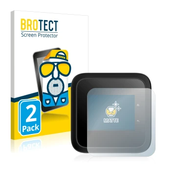 Front side of a product packaging with the brand logo BROTECT. Next to it is the device Netgear Nighthawk M6 Pro shown with th
