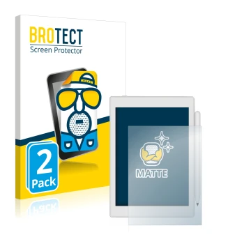 Front side of a product packaging with the brand logo BROTECT. Next to it is the device Boox Nova Air 2 shown with the corresp