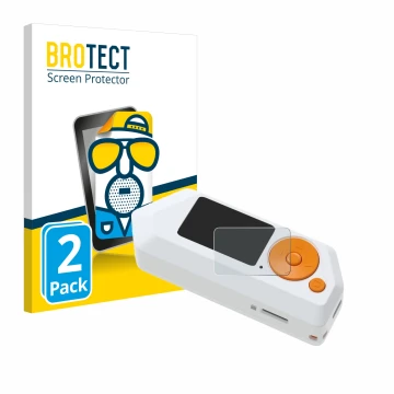 Front side of a product packaging with the brand logo BROTECT. Next to it is the device Flipper Zero FZ.1 shown with the corre