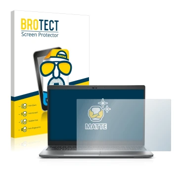 Front side of a product packaging with the brand logo BROTECT. Next to it is the device Dell Latitude 5530 shown with the corr