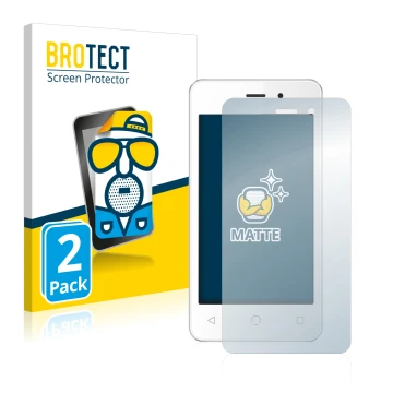 Front side of a product packaging with the brand logo BROTECT. Next to it is the device NUU Mobile A1 shown with the correspon
