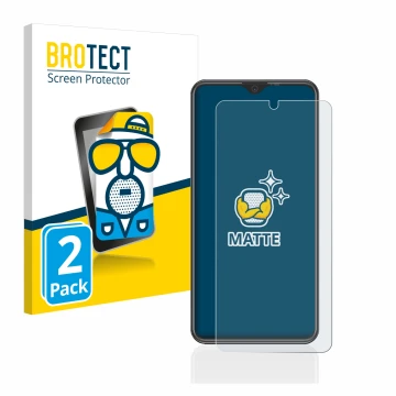 Front side of a product packaging with the brand logo BROTECT. Next to it is the device Beafon M6s premium shown with the corr