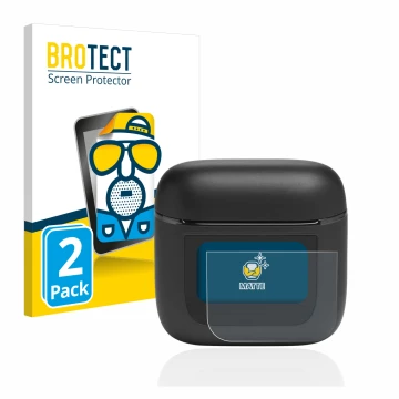 Front side of a product packaging with the brand logo BROTECT. Next to it is the device JBL Tour Pro 2 shown with the correspo