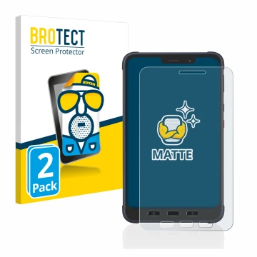 Front side of a product packaging with the brand logo BROTECT. Next to it is the device Samsung Galaxy Tab Active 3 Enterprise