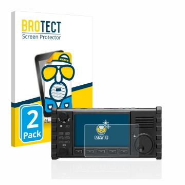 Front side of a product packaging with the brand logo BROTECT. Next to it is the device Xiegu X6100 HF-Transceiver shown with 