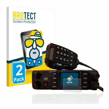 Front side of a product packaging with the brand logo BROTECT. Next to it is the device AnyTone AT-D578UV plus shown with the 
