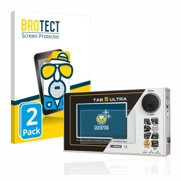 Front side of a product packaging with the brand logo BROTECT. Next to it is the device Rover TAB 5 ULTRA shown with the corre