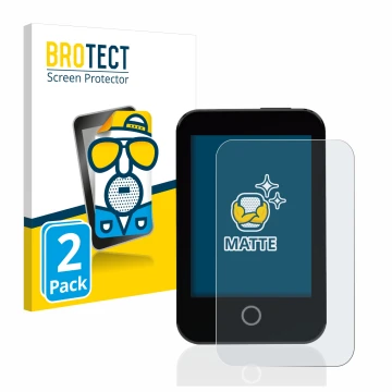 Front side of a product packaging with the brand logo BROTECT. Next to it is the device Medtrum Touchcare nano CGM shown with 