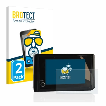 Front side of a product packaging with the brand logo BROTECT. Next to it is the device Toyota C-HR 2023 Infotainment shown wi