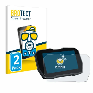 Front side of a product packaging with the brand logo BROTECT. Next to it is the device Ducati Multistrada V4 2021+ shown with