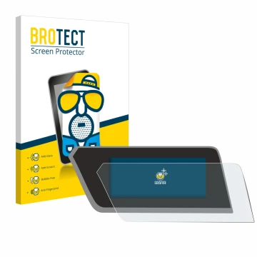 Front side of a product packaging with the brand logo BROTECT. Next to it is the device BMW 1 F40 2023 shown with the correspo