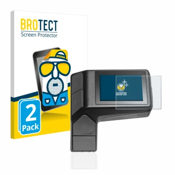Front side of a product packaging with the brand logo BROTECT. Next to it is the device Giant Ridecontrol Dash 2 in 1 shown wi