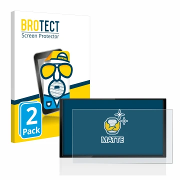 Front side of a product packaging with the brand logo BROTECT. Next to it is the device Kenwood DMX 7722DABS shown with the co