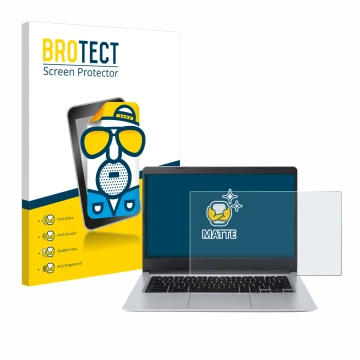 Front side of a product packaging with the brand logo BROTECT. Next to it is the device Acer Chromebook Spin 314 CB314-2HT sho