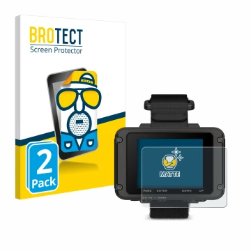 Front side of a product packaging with the brand logo BROTECT. Next to it is the device Garmin Foretrex 801 shown with the cor