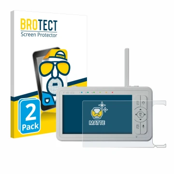 Front side of a product packaging with the brand logo BROTECT. Next to it is the device Babysense HD S2 5