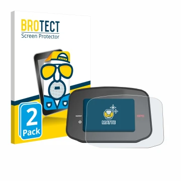 Front side of a product packaging with the brand logo BROTECT. Next to it is the device PowaKaddy CT8 GPS shown with the corre