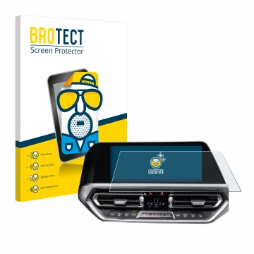 Front side of a product packaging with the brand logo BROTECT. Next to it is the device BMW 3 G20 2020 shown with the correspo