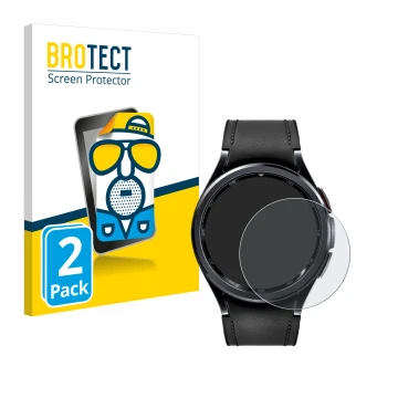 Front side of a product packaging with the brand logo BROTECT. Next to it is the device Samsung Galaxy Watch 6 Classic (47 mm)