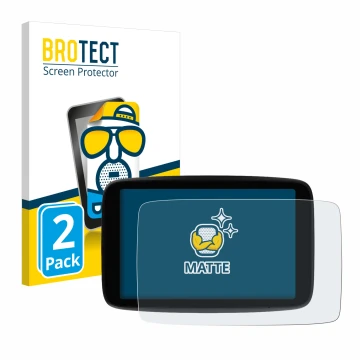 Front side of a product packaging with the brand logo BROTECT. Next to it is the device TomTom GO Expert Plus 7