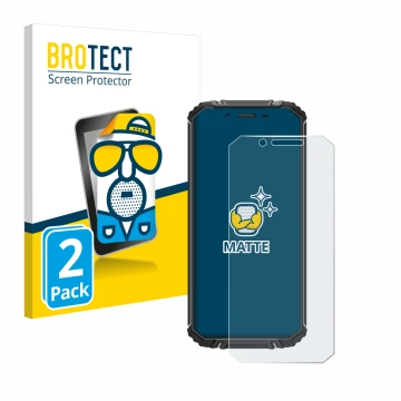 Front side of a product packaging with the brand logo BROTECT. Next to it is the device Oukitel WP18 shown with the correspond