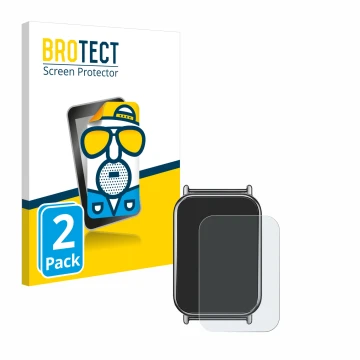 Front side of a product packaging with the brand logo BROTECT. Next to it is the device Xiaomi Mi Band 8 Pro shown with the co