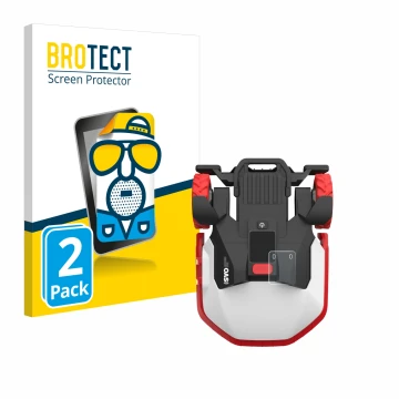 Front side of a product packaging with the brand logo BROTECT. Next to it is the device Kress Mission Mega 3000 KR133E shown w