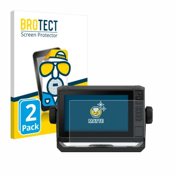 Front side of a product packaging with the brand logo BROTECT. Next to it is the device Garmin ECHOMAP UHD2 7