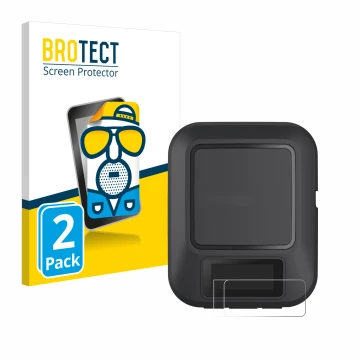 Front side of a product packaging with the brand logo BROTECT. Next to it is the device Garmin inReach Messenger shown with th