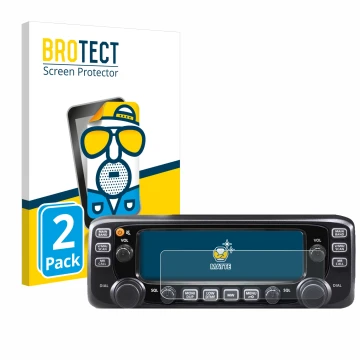 Front side of a product packaging with the brand logo BROTECT. Next to it is the device Icom IC-2730E shown with the correspon