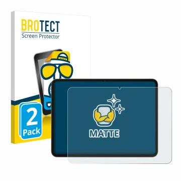 Front side of a product packaging with the brand logo BROTECT. Next to it is the device OnePlus Pad Go shown with the correspo