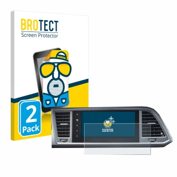 Front side of a product packaging with the brand logo BROTECT. Next to it is the device Seat Ateca Style 2021 Infotainment Sys