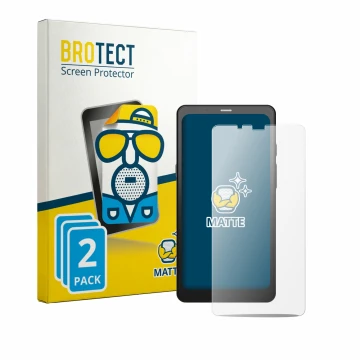Front side of a product packaging with the brand logo BROTECT. Next to it is the device Boox Palma shown with the correspondin