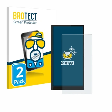 Front side of a product packaging with the brand logo BROTECT. Next to it is the device Hiby R6 Pro II (2nd Gen.) shown with t
