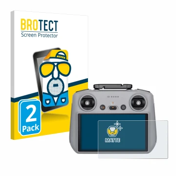 Front side of a product packaging with the brand logo BROTECT. Next to it is the device DJI RC 2 shown with the corresponding 