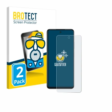 Front side of a product packaging with the brand logo BROTECT. Next to it is the device Infinix Smart 8 shown with the corresp