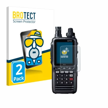 Front side of a product packaging with the brand logo BROTECT. Next to it is the device Yaesu FTA-850L shown with the correspo
