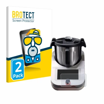 Front side of a product packaging with the brand logo BROTECT. Next to it is the device Ufesa TotalChef RK7 shown with the cor