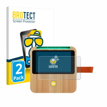 Front side of a product packaging with the brand logo BROTECT. Next to it is the device tigerbox Touch Plus shown with the cor