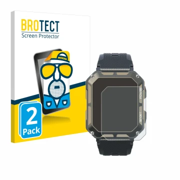 Front side of a product packaging with the brand logo BROTECT. Next to it is the device Blackview C20Pro 1.83