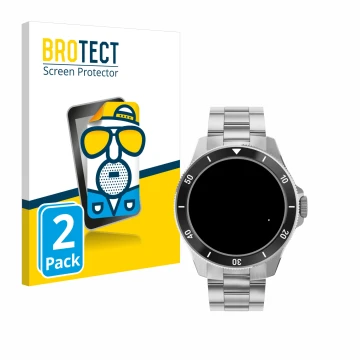 Front side of a product packaging with the brand logo BROTECT. Next to it is the device Withings ScanWatch Nova (42 mm) shown 