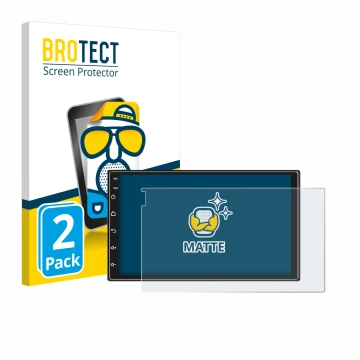 Front side of a product packaging with the brand logo BROTECT. Next to it is the device Ankeway Car Radio 7