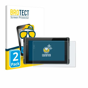 Front side of a product packaging with the brand logo BROTECT. Next to it is the device Hugerock X7 shown with the correspondi