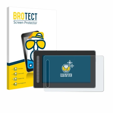 Front side of a product packaging with the brand logo BROTECT. Next to it is the device XP-Pen Artist 12 (2nd Gen.) shown with