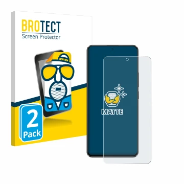 Front side of a product packaging with the brand logo BROTECT. Next to it is the device Xiaomi Poco X6 shown with the correspo