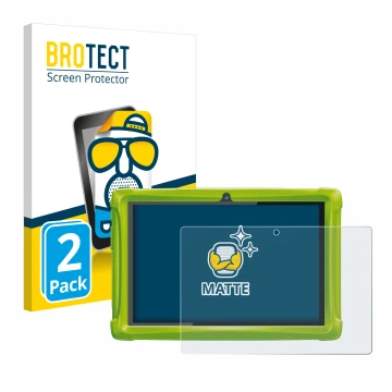 Front side of a product packaging with the brand logo BROTECT. Next to it is the device Clementoni Clempad 10 shown with the c